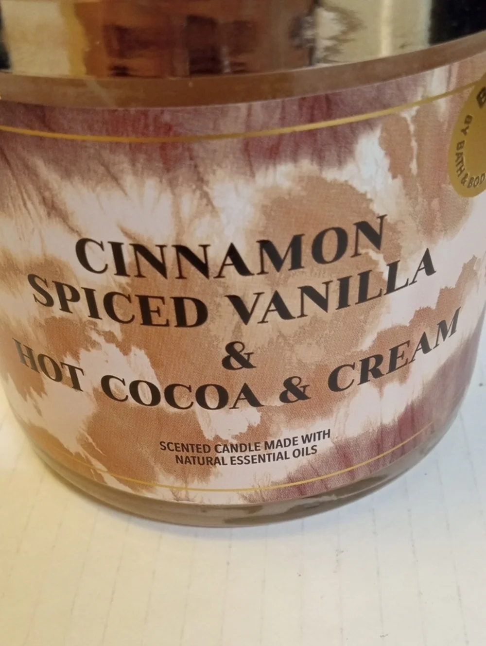 Candle Cinnamon Spiced Vanilla & Hot Cocoa & Cream Bath & Body Works 3 Wick